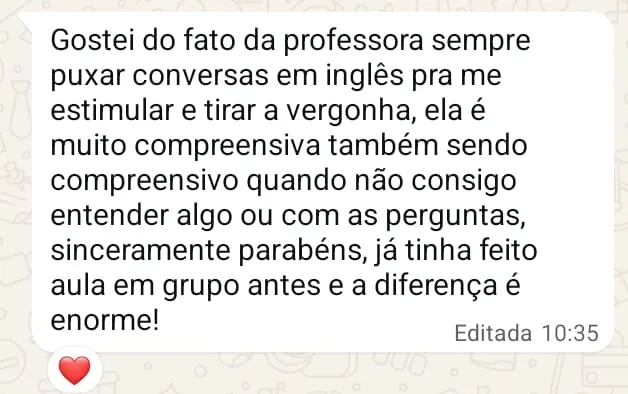 Print de conversa no WhatsApp com Thiago, aluno · inglês